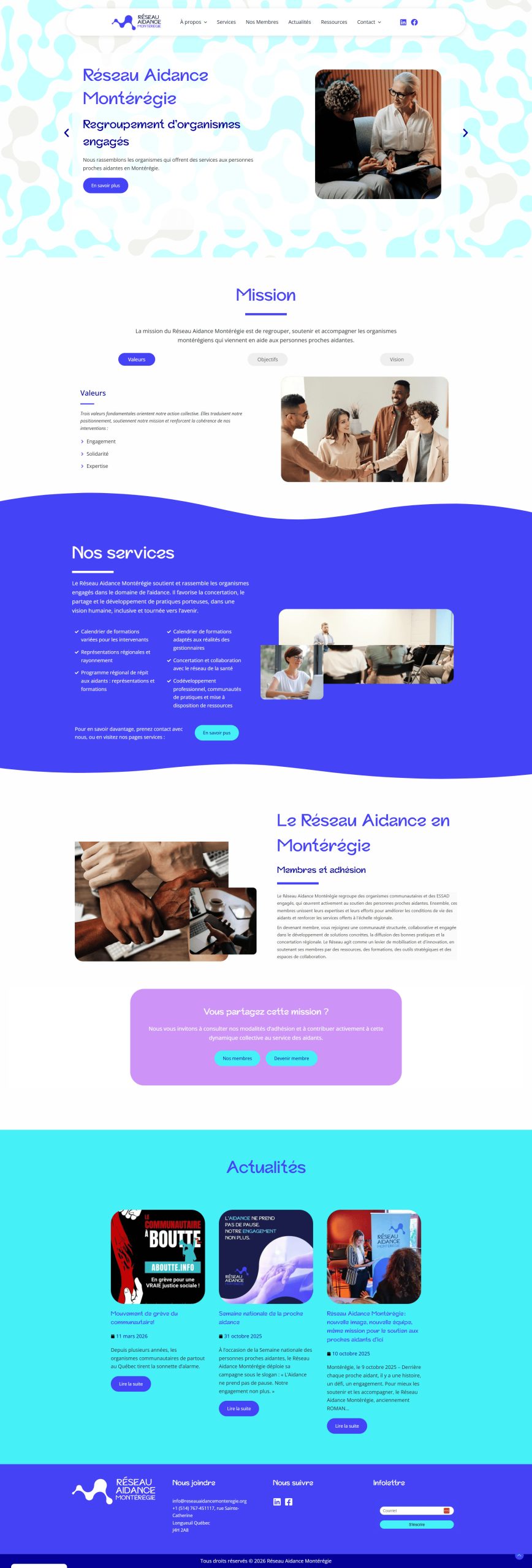 Site du Reaseau Aidance Montérégie